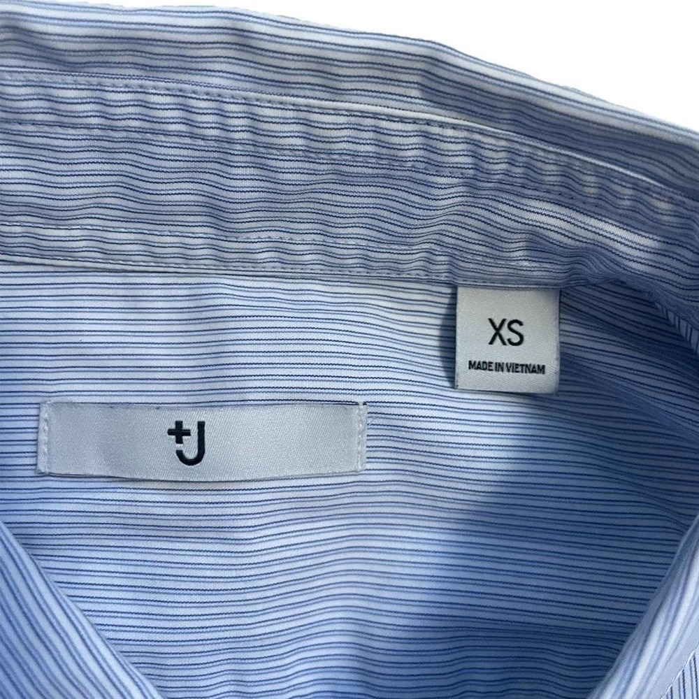Jil Sander +J Supima Cotton Button Up Long-Sleeve Shirt Men XS Microstripe Blue - Picture 4 of 15
